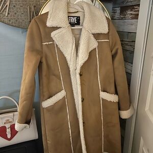 Frye Tan and Cream Trench Coat